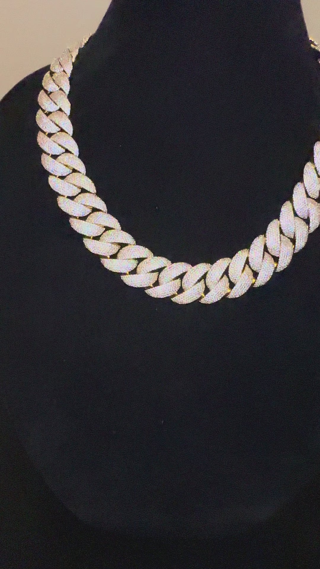 24mm Cuban Miami 186ct Lab Sim VVS1 Diamond Necklace - Gold