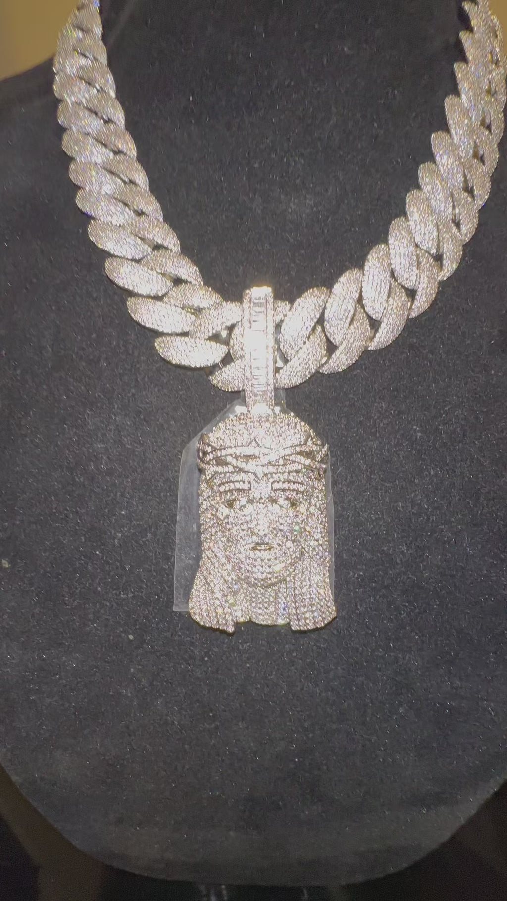 XXL Jesus Pendant 24mm Cuban Miami 196ct Lab Sim VVS1 Diamond Necklace - 1LB Weight