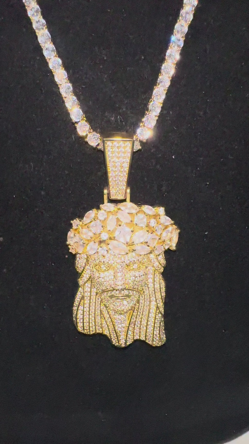 Large JESUS Pendant 9.5ct BAGUETTE Lab Sim VVS Diamond