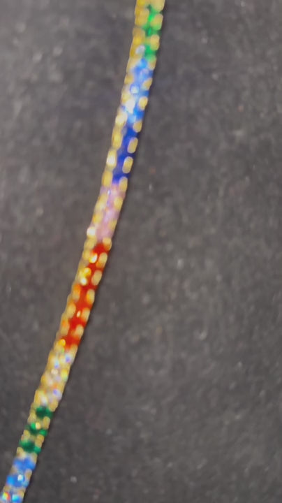 4mm Rainbow Tennis Chain Necklace 62ct Lab Sim Diamond Pendant - GREEN SAPPHIRE