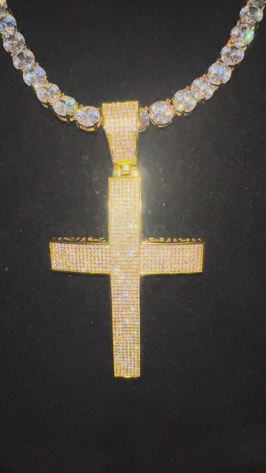 XL Cross Pendant 8mm MASSIVE XXL Tennis Chain 152ct Lab Sim VVS1 Diamond Necklace