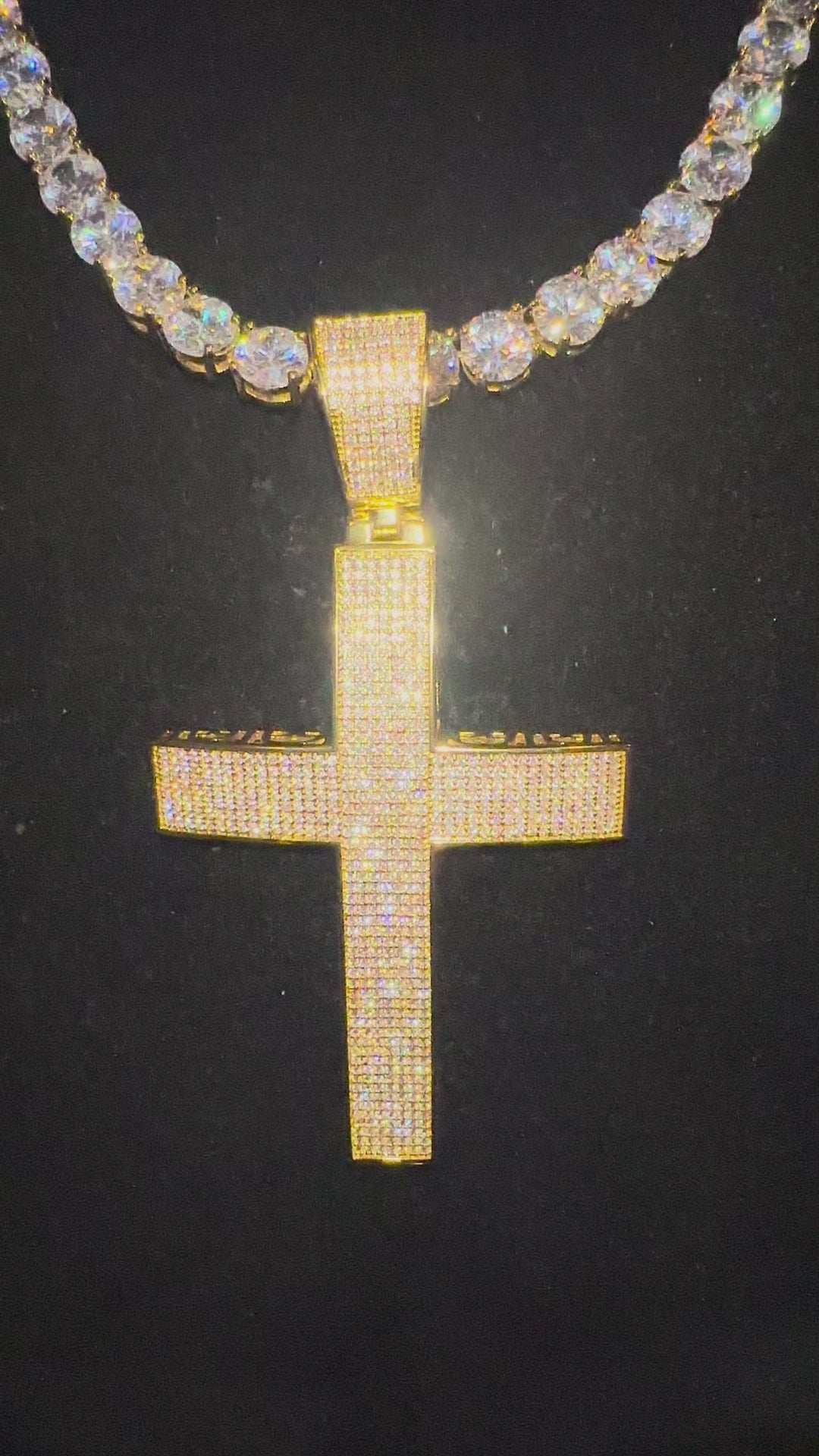 XL Cross Pendant 8mm MASSIVE XXL Tennis Chain 152ct Lab Sim VVS1 Diamond Necklace