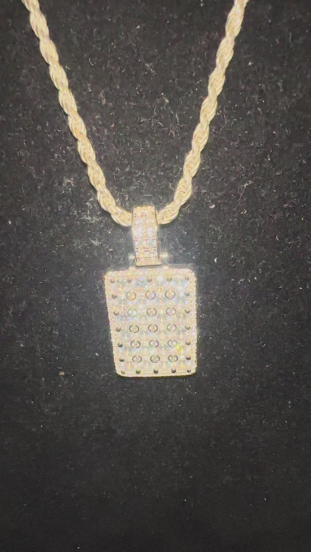 925 Sterling Silver DOG TAG PENDANT 8.6ct Lab Sim VVS1 Diamonds 18g