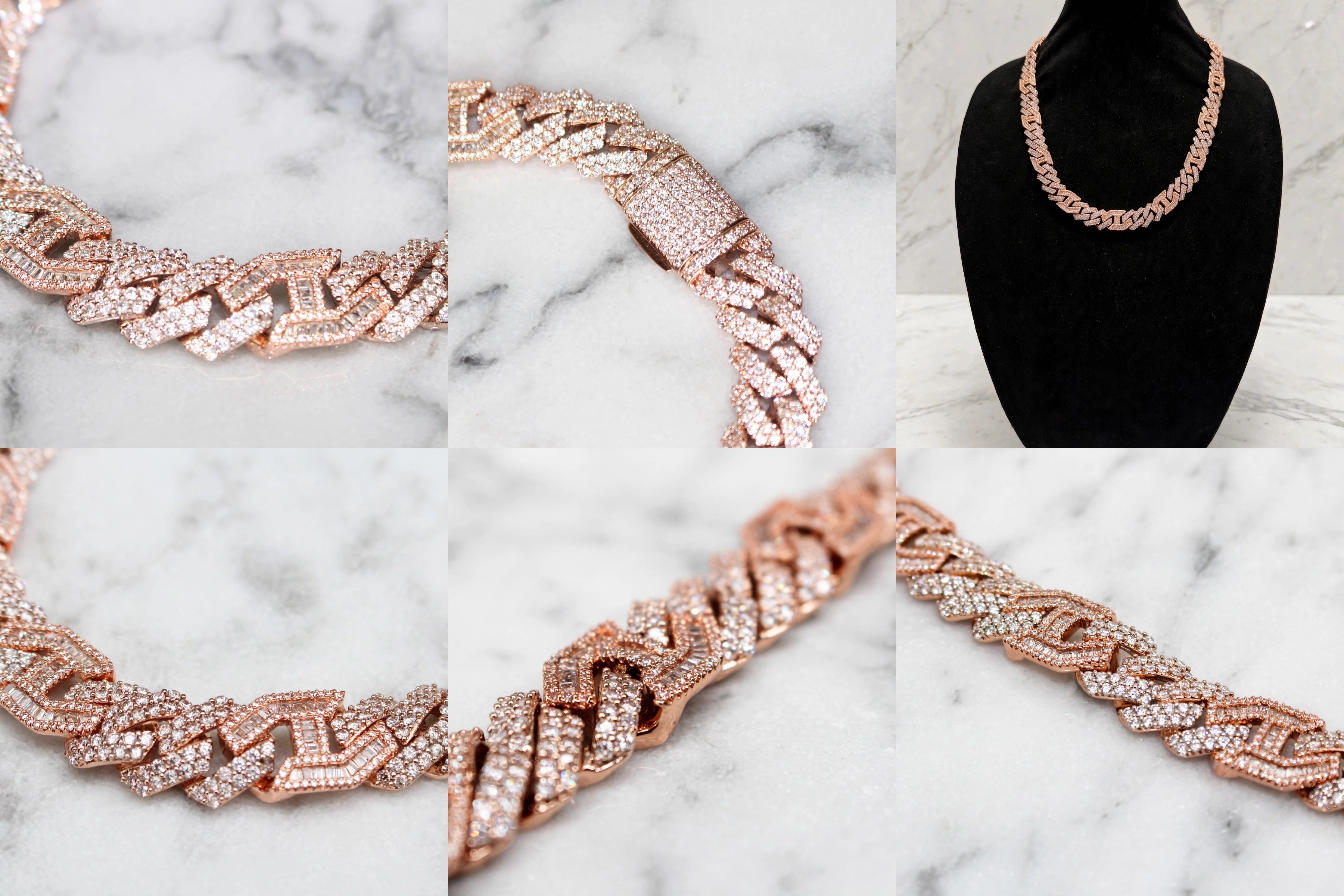 14mm Figarucci 80.7ct Lab Sim VVS1 Diamond Necklace - Rose Gold