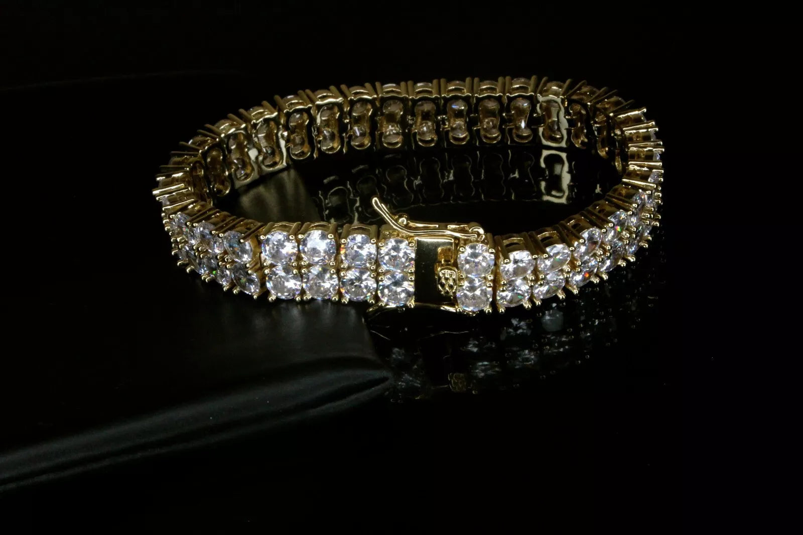 10mm Double Row Tennis 80ctw Lab Sim VVS1 Diamond Bracelet- GOLD
