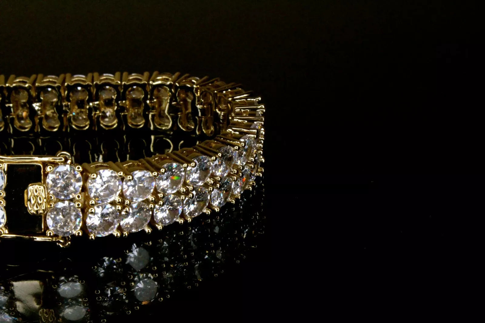 10mm Double Row Tennis 80ctw Lab Sim VVS1 Diamond Bracelet- GOLD