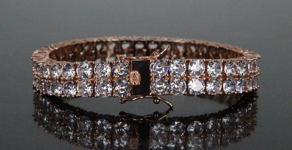 10mm Double Row Tennis 80ctw Lab Sim VVS1 Diamond Bracelet- ROSE GOLD