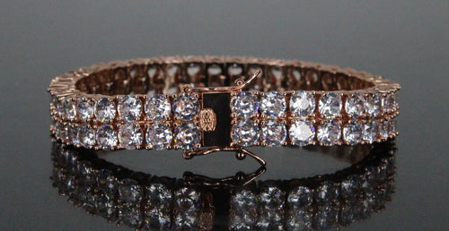 10mm Double Row Tennis 80ctw Lab Sim VVS1 Diamond Bracelet- ROSE GOLD