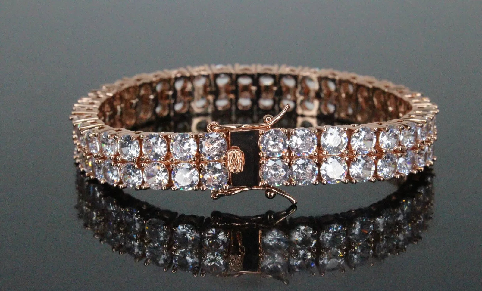 10mm Double Row Tennis 80ctw Lab Sim VVS1 Diamond Bracelet- ROSE GOLD