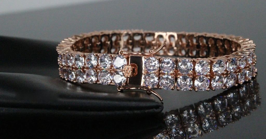 10mm Double Row Tennis 80ctw Lab Sim VVS1 Diamond Bracelet- ROSE GOLD