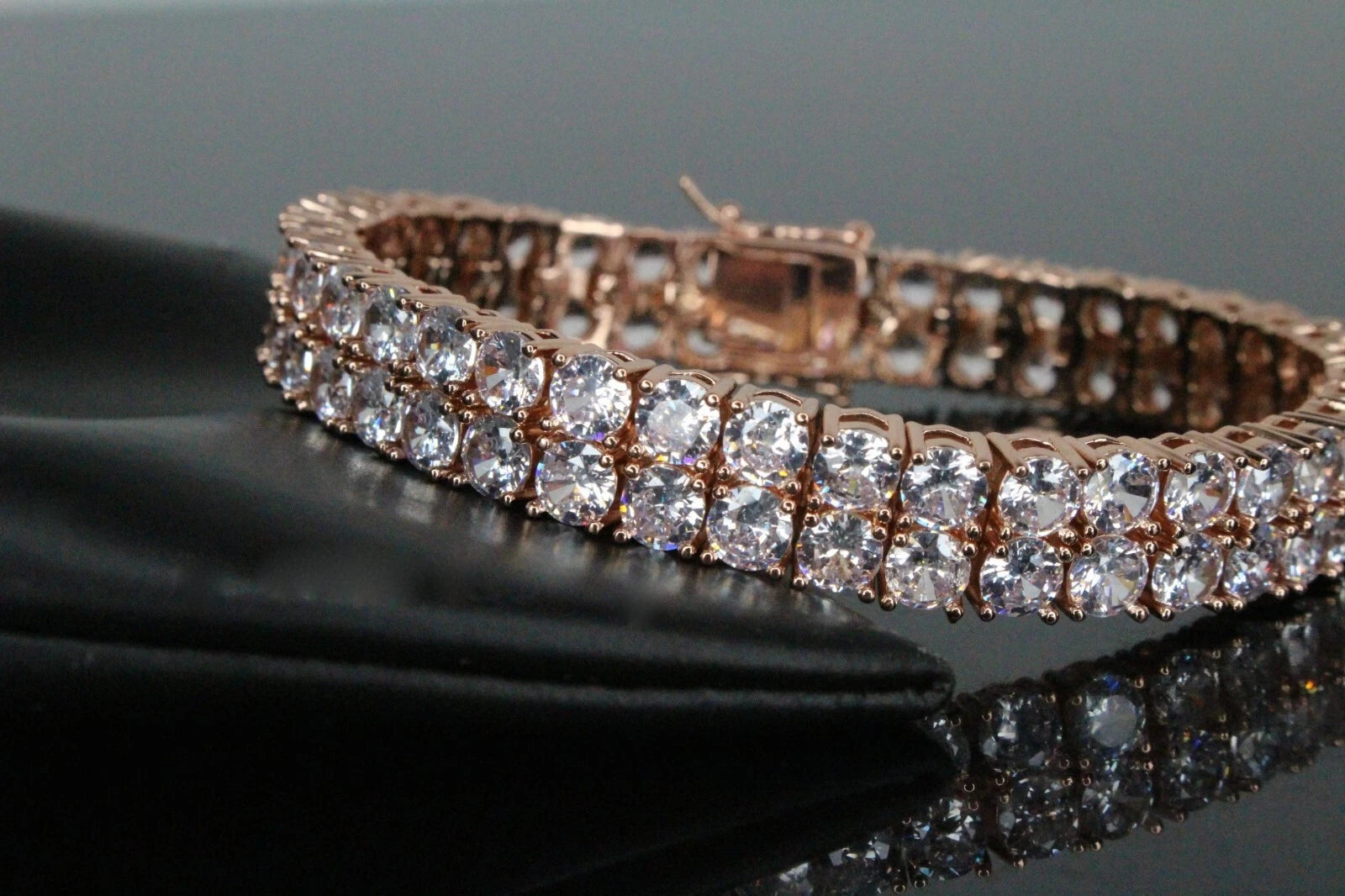 10mm Double Row Tennis 80ctw Lab Sim VVS1 Diamond Bracelet- ROSE GOLD