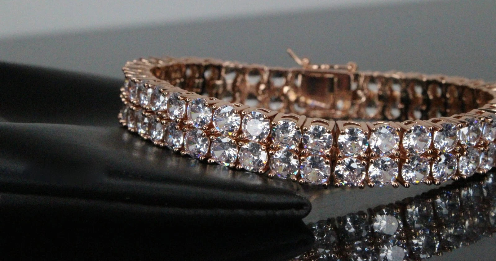 10mm Double Row Tennis 80ctw Lab Sim VVS1 Diamond Bracelet- ROSE GOLD