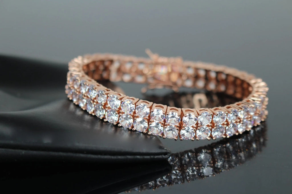 10mm Double Row Tennis 80ctw Lab Sim VVS1 Diamond Bracelet- ROSE GOLD