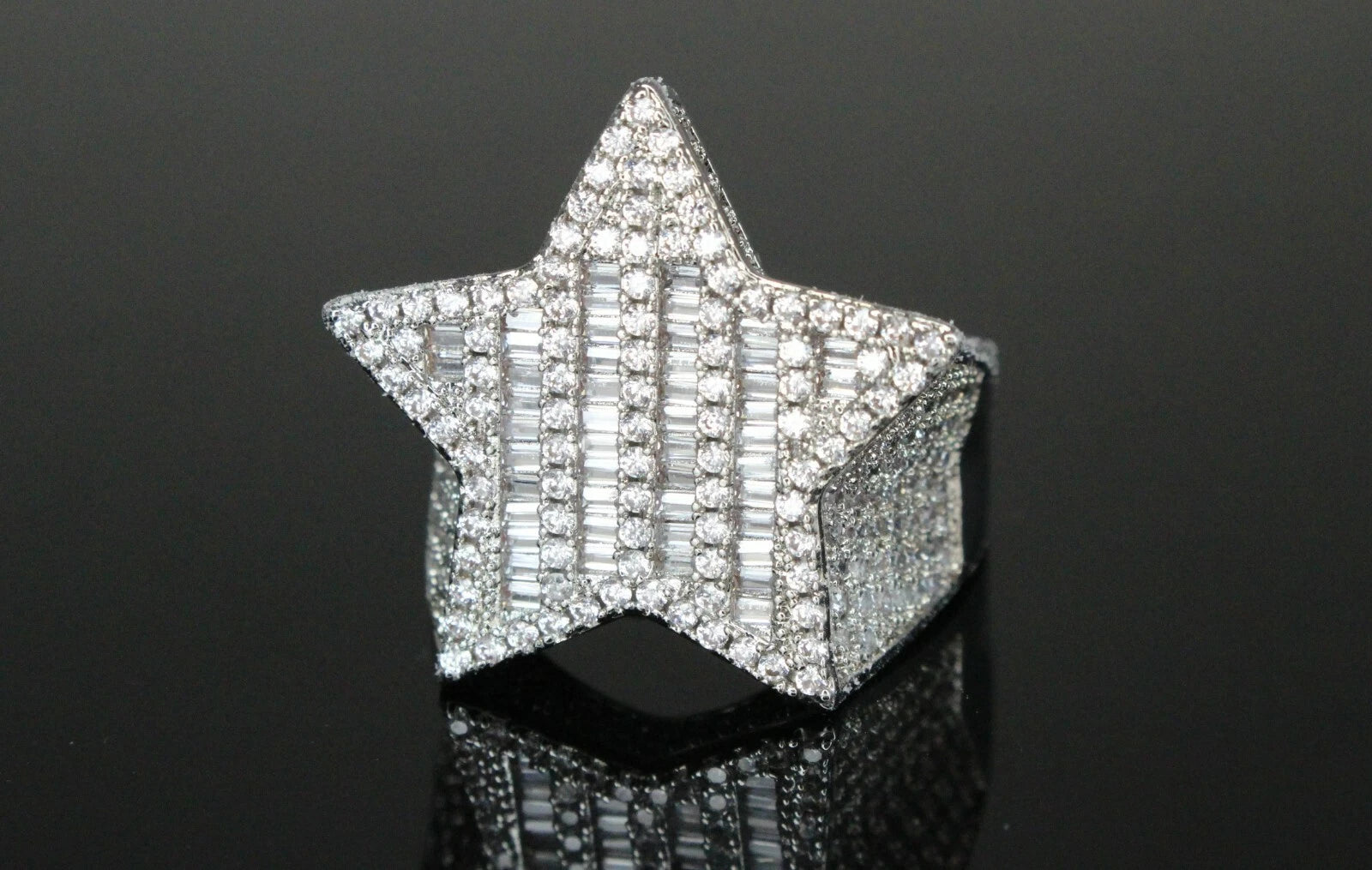 STAR BAGUETTE 3.6ct Lab Sim VVS1 Diamonds Ring