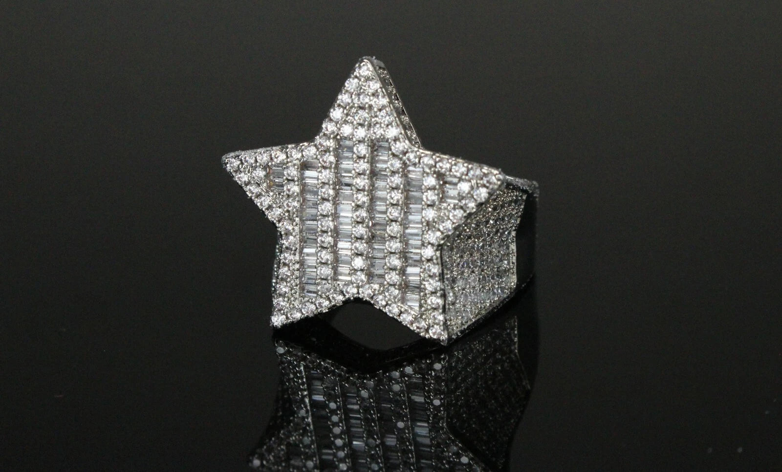STAR BAGUETTE 3.6ct Lab Sim VVS1 Diamonds Ring