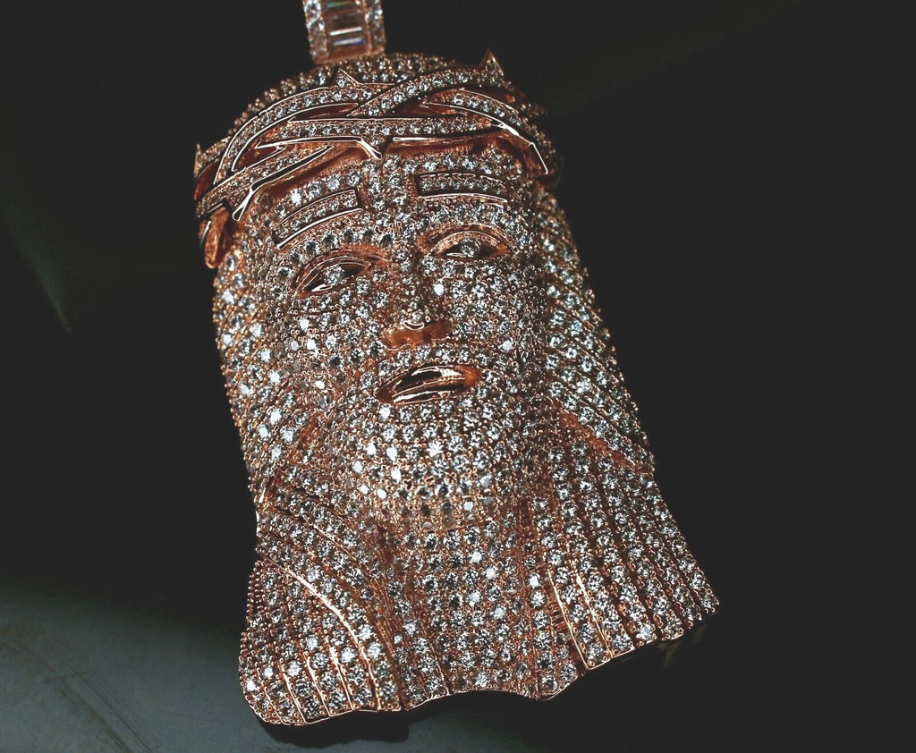 XXL JESUS HEAD MASSIVE Pendant 15.2ct Lab Sim BAGUETTE VVS1 Diamonds