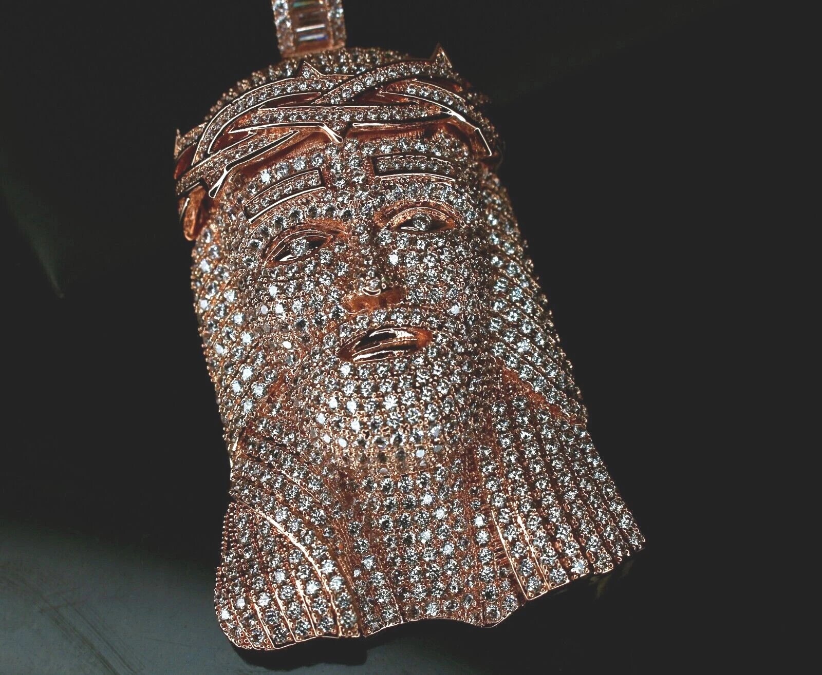 XXL JESUS HEAD MASSIVE Pendant 15.2ct Lab Sim BAGUETTE VVS1 Diamonds
