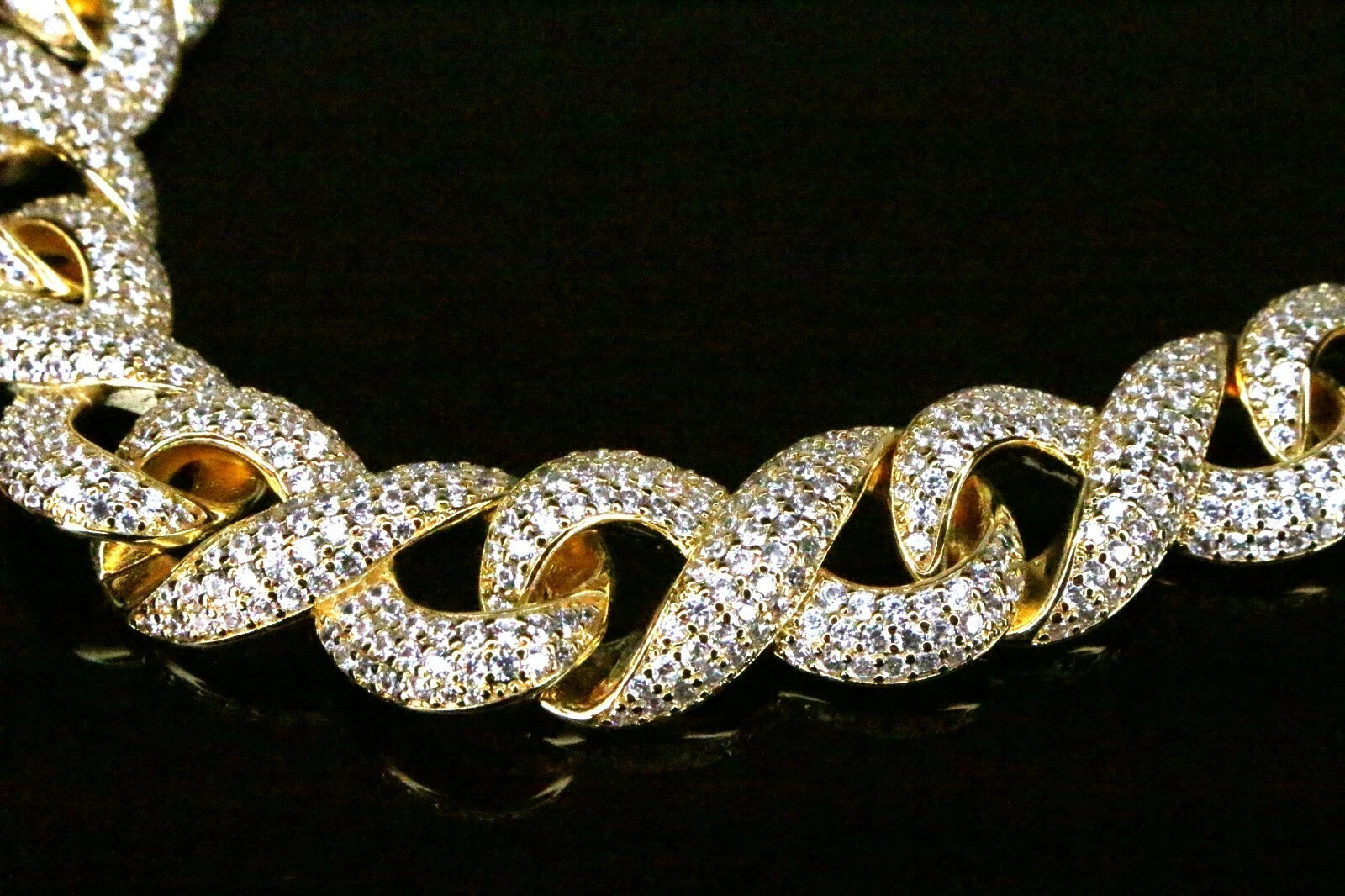 14mm INFINITY 60ctw Lab Sim VVS1 Diamonds Necklace - Gold