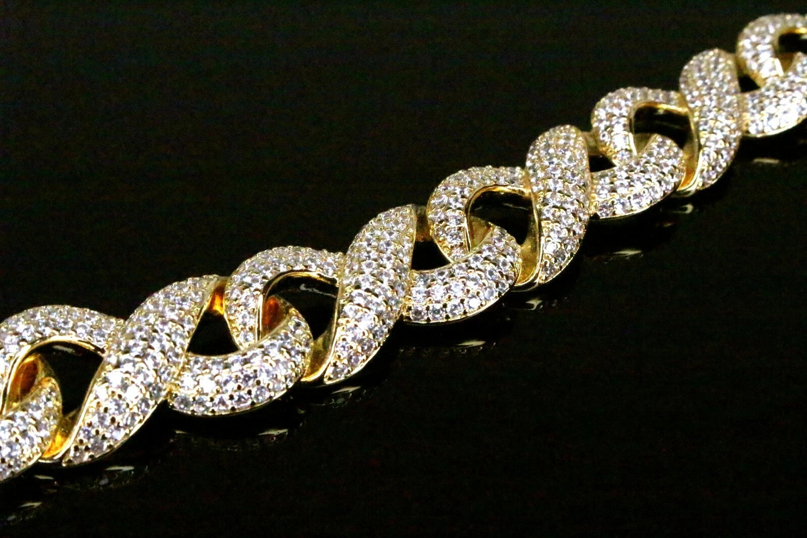 14mm INFINITY 60ctw Lab Sim VVS1 Diamonds Necklace - Gold