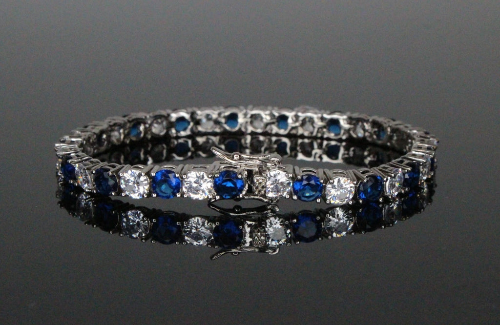 4mm Tennis 12ctw Lab Sim VVS1 Diamond BRACELET - Dark Blue