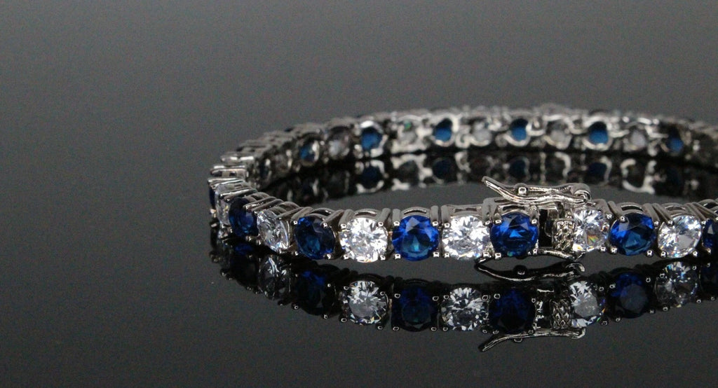 4mm Tennis 12ctw Lab Sim VVS1 Diamond BRACELET - Dark Blue