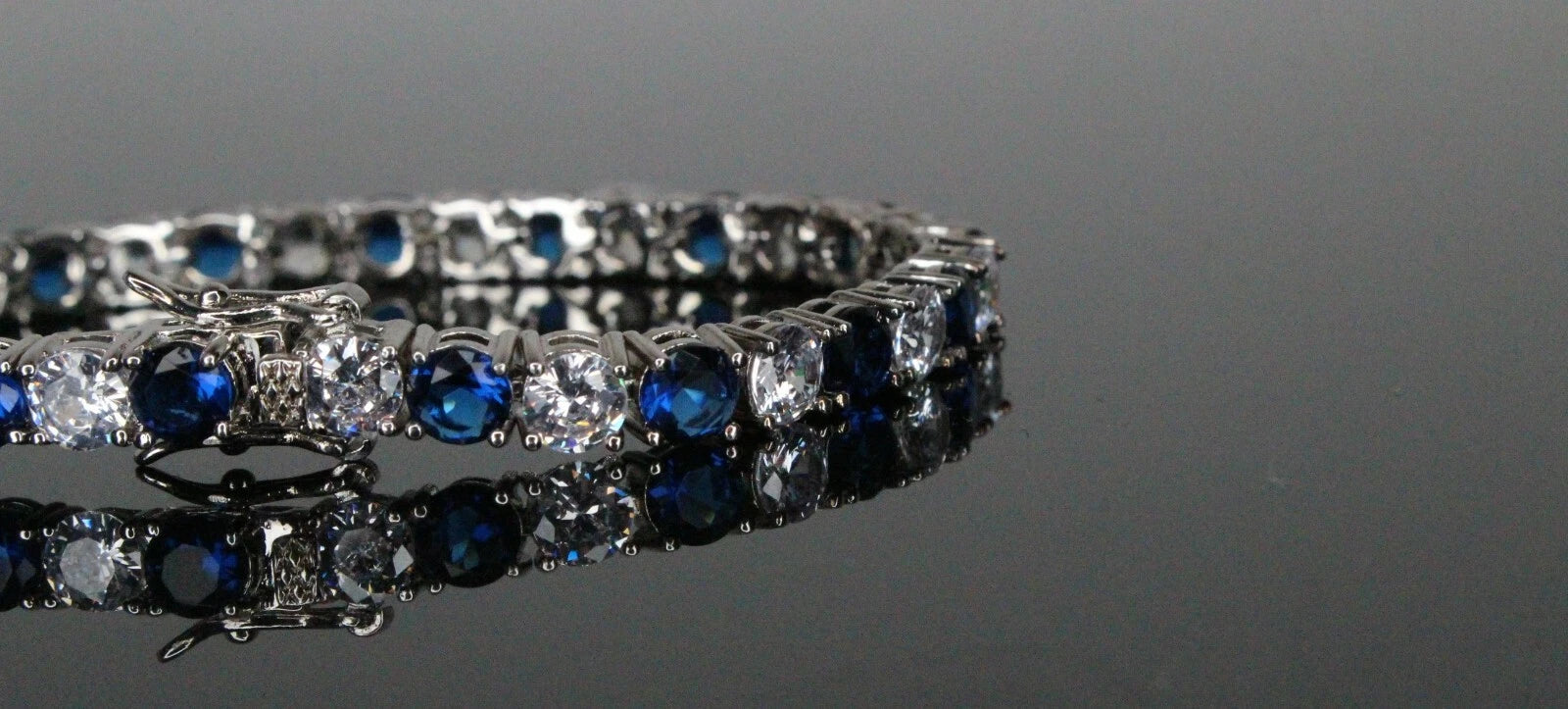 4mm Tennis 12ctw Lab Sim VVS1 Diamond BRACELET - Dark Blue