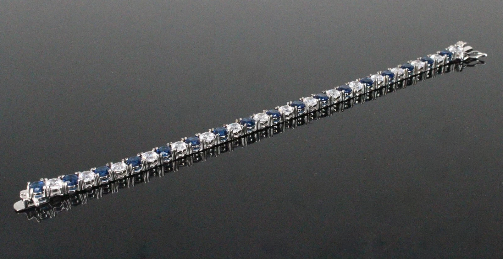 4mm Tennis 12ctw Lab Sim VVS1 Diamond BRACELET - Dark Blue