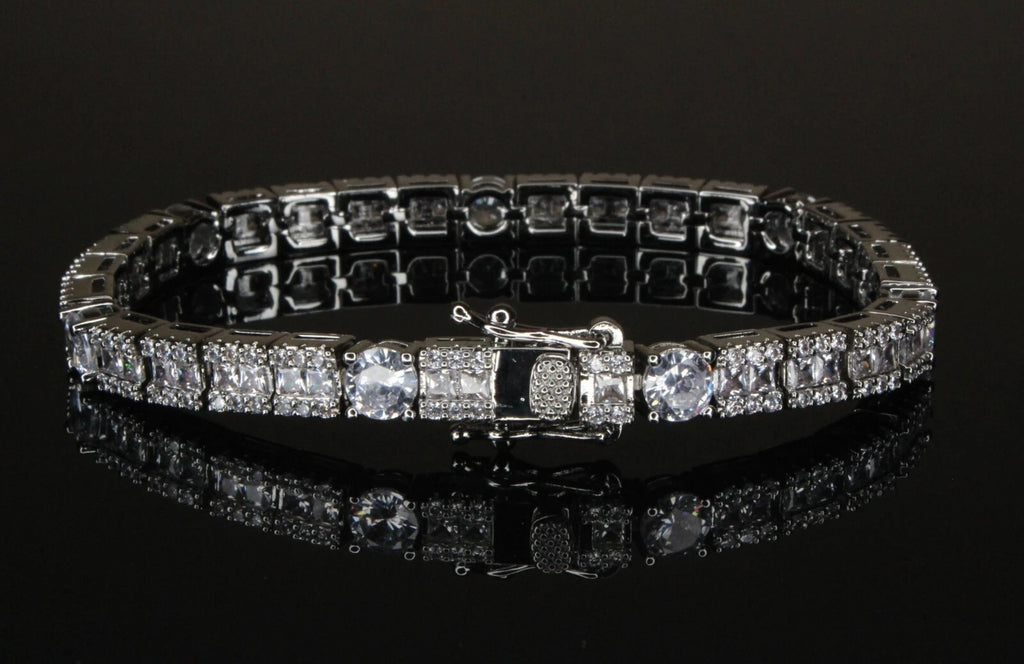 6mm Square Round Tennis BAGUETTE Bracelet 16.75ct Lab Sim Diamond