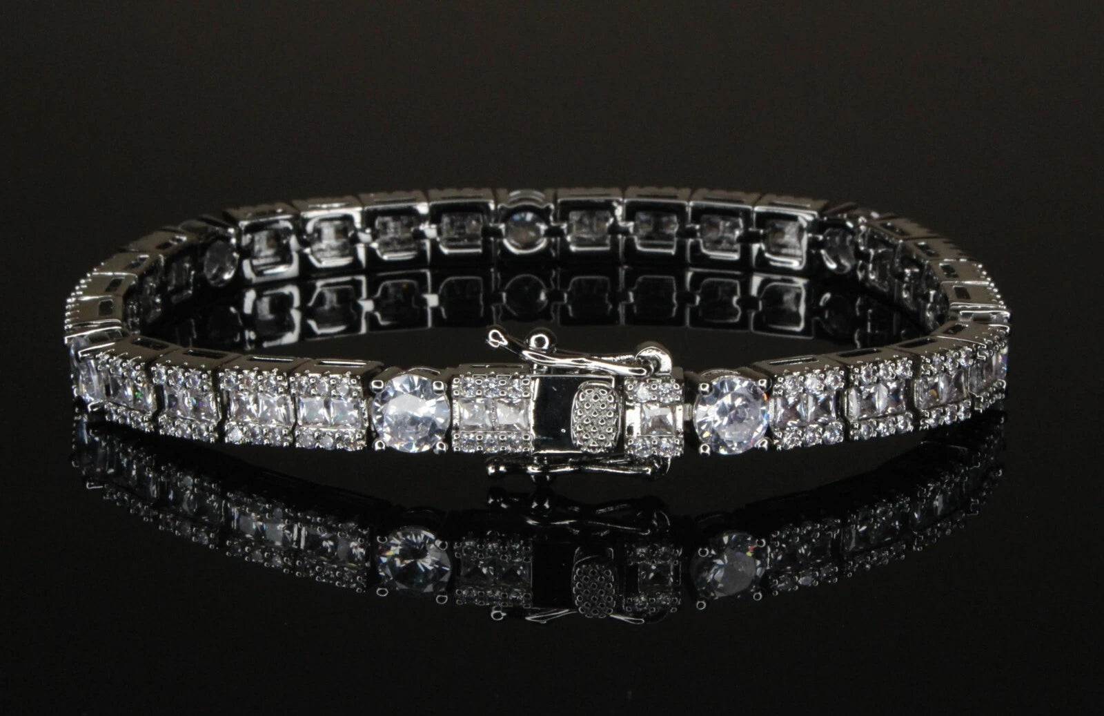 6mm Square Round Tennis BAGUETTE Bracelet 16.75ct Lab Sim Diamond