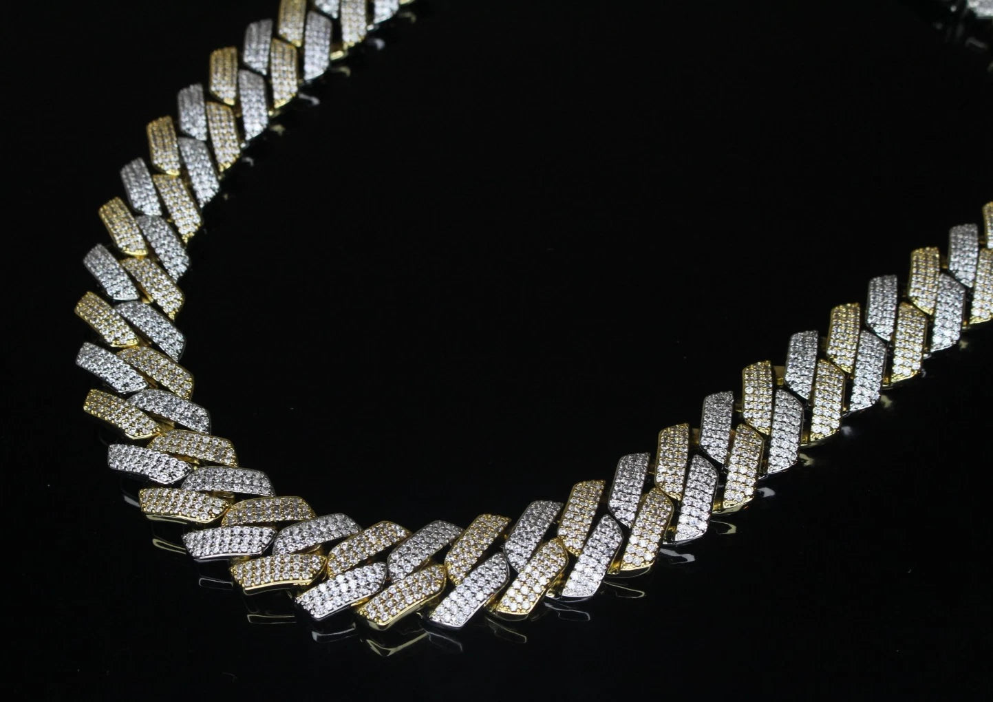 20mm Two-Tone Gold/Silver Cuban Miami 82ctw Lab Sim VVS1 Diamond Necklace