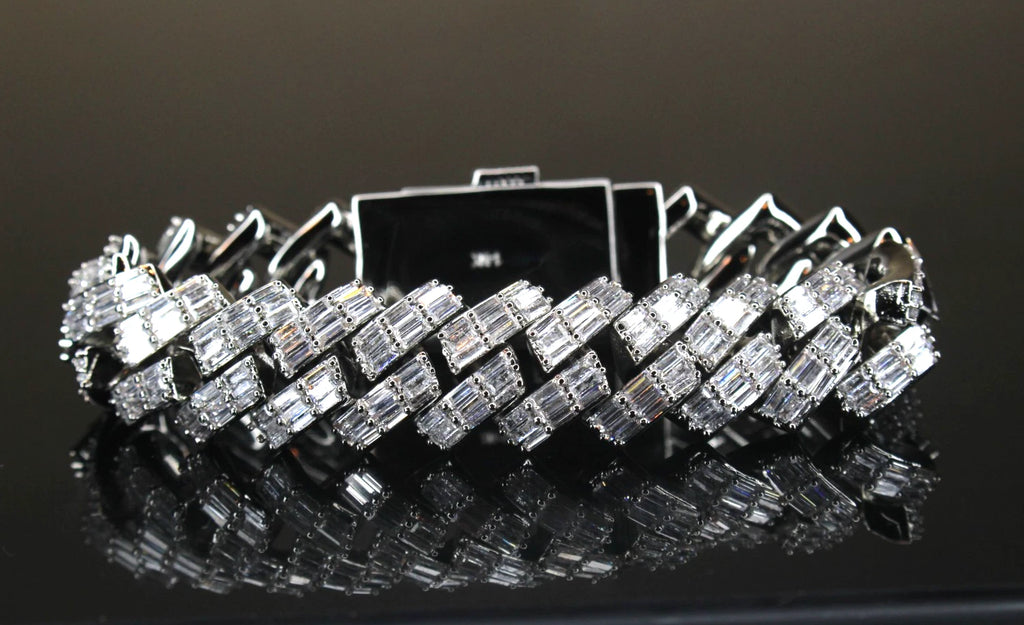 19mm Prong BAGUETTE 24.6ct Lab VVS1 Sim Diamonds Bracelet
