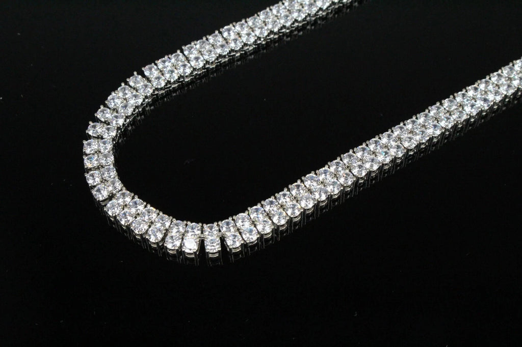 10mm Double Row Tennis Chain 182ct Lab Sim VVS1 Diamond Necklace