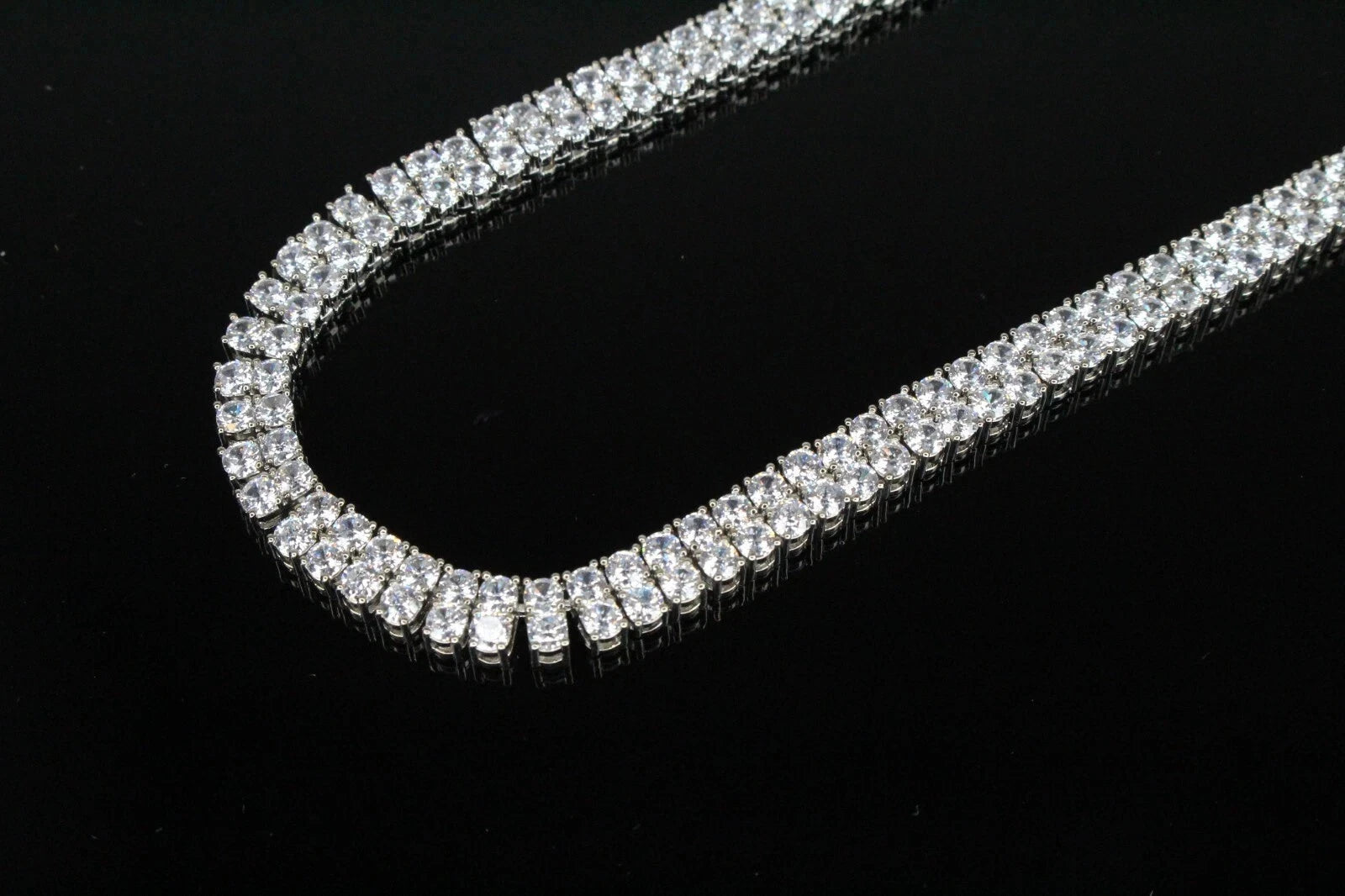 10mm Double Row Tennis Chain 182ct Lab Sim VVS1 Diamond Necklace