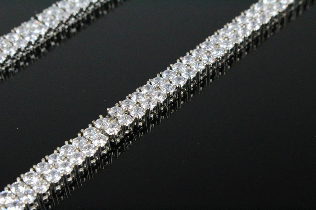 10mm Double Row Tennis Chain 182ct Lab Sim VVS1 Diamond Necklace