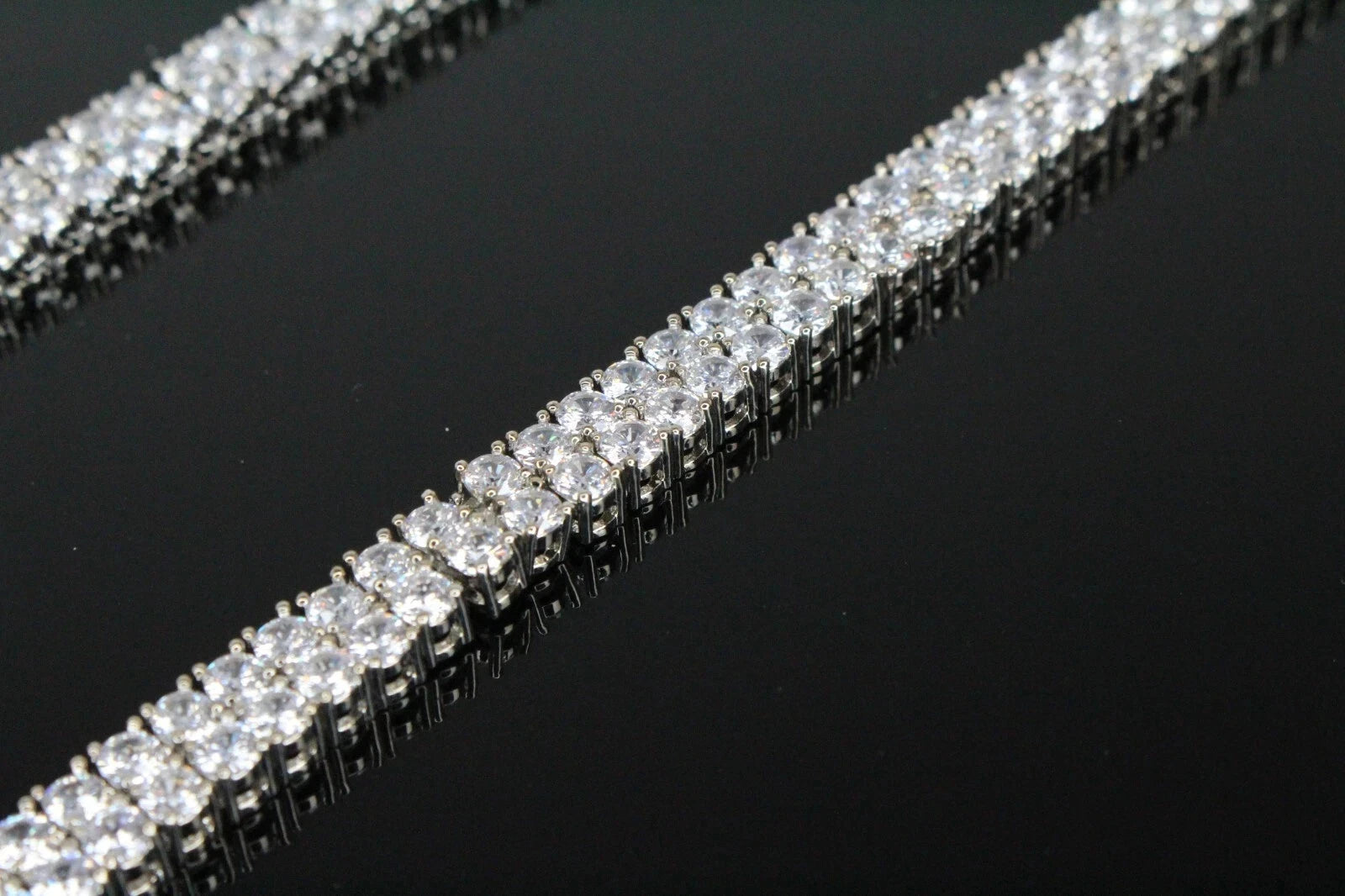 10mm Double Row Tennis Chain 182ct Lab Sim VVS1 Diamond Necklace