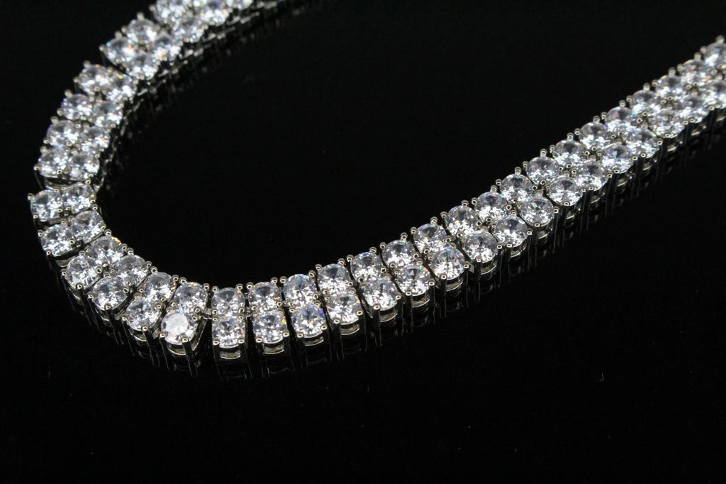 10mm Double Row Tennis Chain 182ct Lab Sim VVS1 Diamond Necklace