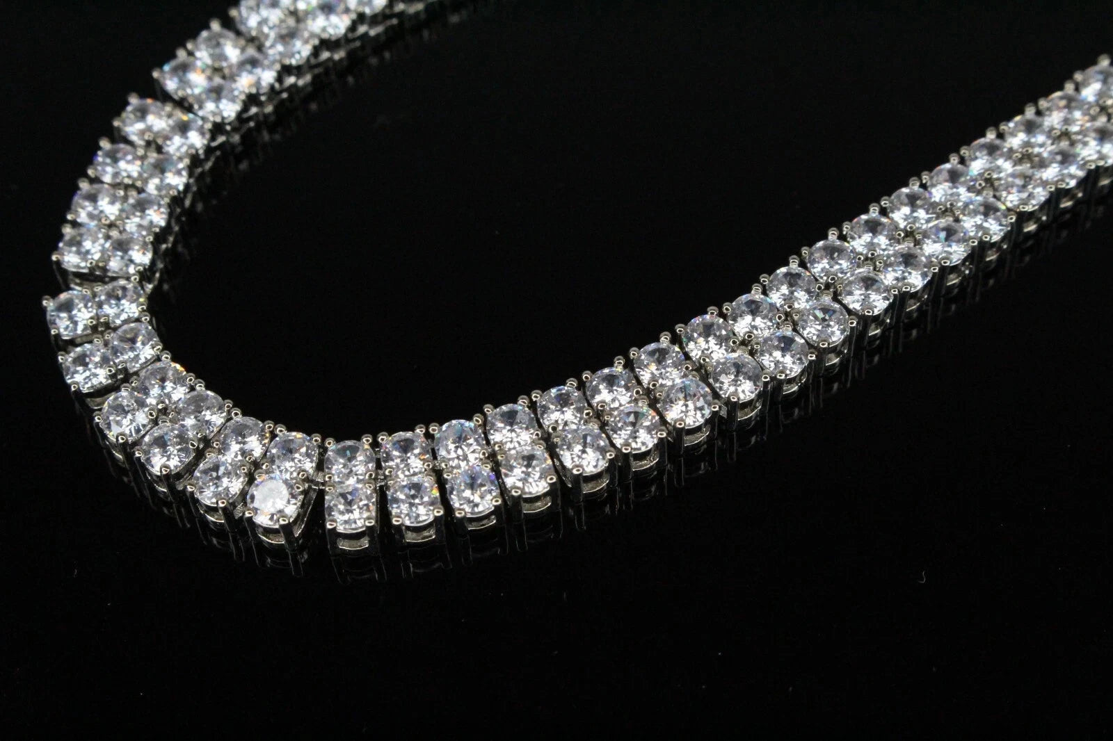 10mm Double Row Tennis Chain 182ct Lab Sim VVS1 Diamond Necklace