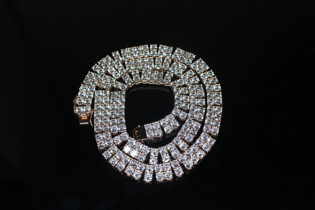 10mm Double Row Tennis Chain 182ct Lab Sim VVS1 Diamond Necklace
