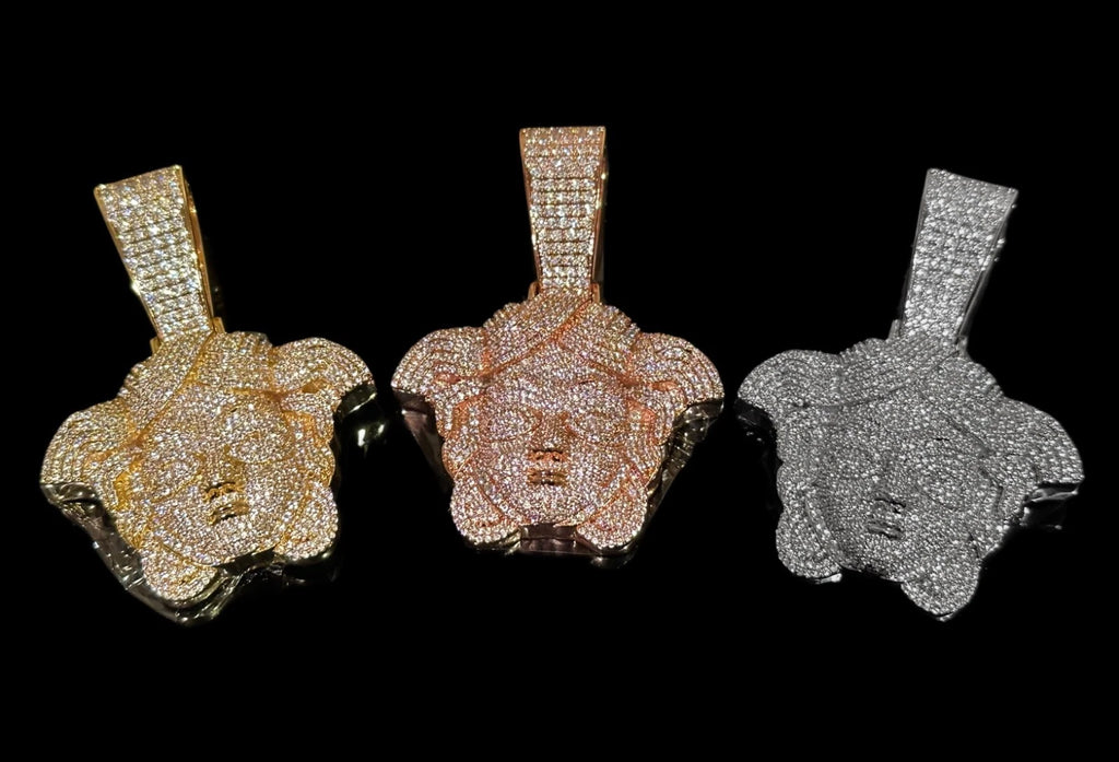 XL MEDUSA VERSACE Pendant 10.2ct Lab Sim VVS1 Diamonds