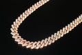 14mm Cuban Prong 64ct Lab VVS1 Sim Diamond Necklace Rose Gold