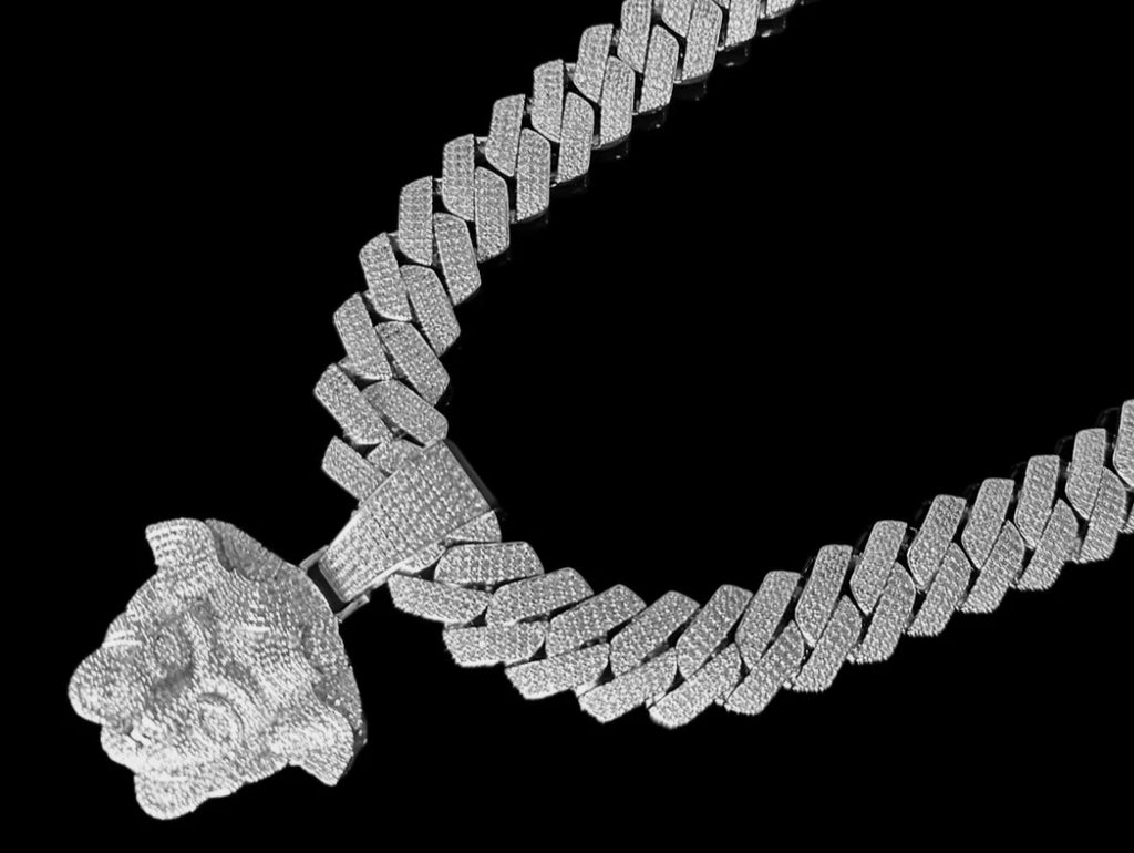 XXL MEDUSA VERSACE 20mm Cuban Miami Prong 186ct Lab Sim VVS1 Diamond Necklace SET