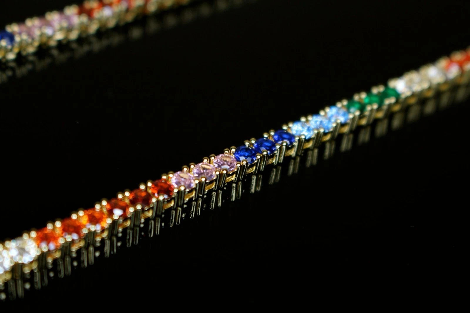 4mm RAINBOW Tennis Chain 70ct Lab Sim VVS1 Diamond Necklace - Gold