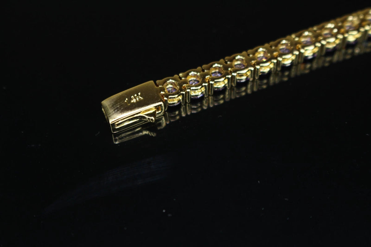 4mm Sapphire Amythist PURPLE Tennis 14.75ctw Lab Sim VVS1 Diamond BRACELET - GOLD