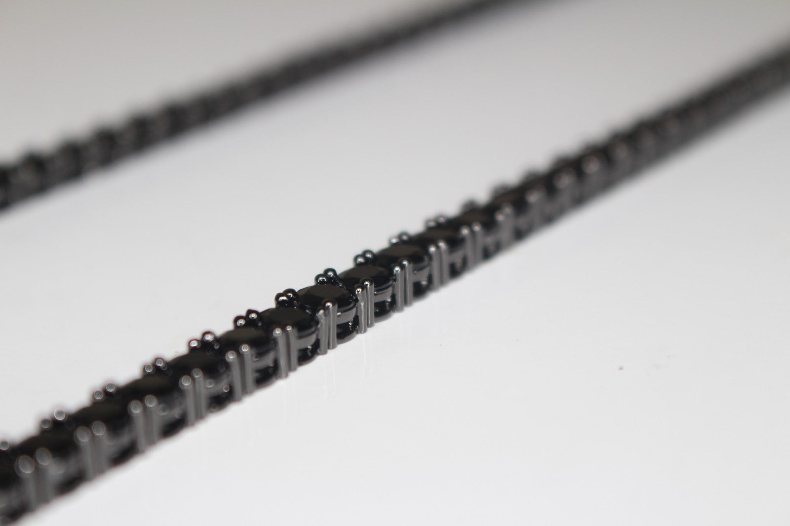 5mm ONYX BLACK Diamond 80ctw Lab Sim VVS1 Tennis Necklace PVD