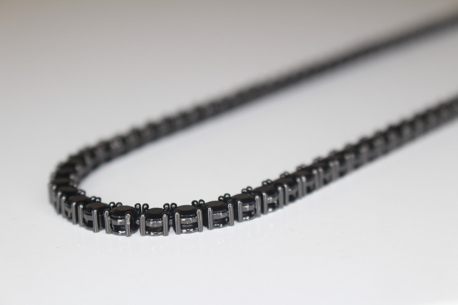 5mm ONYX BLACK Diamond 80ctw Lab Sim VVS1 Tennis Necklace PVD