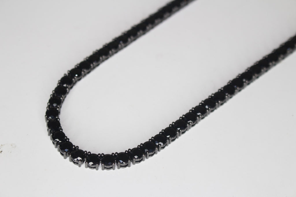 5mm ONYX BLACK Diamond 80ctw Lab Sim VVS1 Tennis Necklace PVD