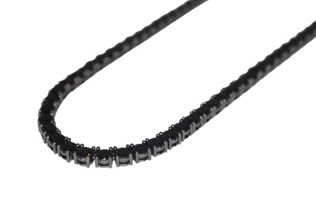 5mm ONYX BLACK Diamond 80ctw Lab Sim VVS1 Tennis Necklace PVD