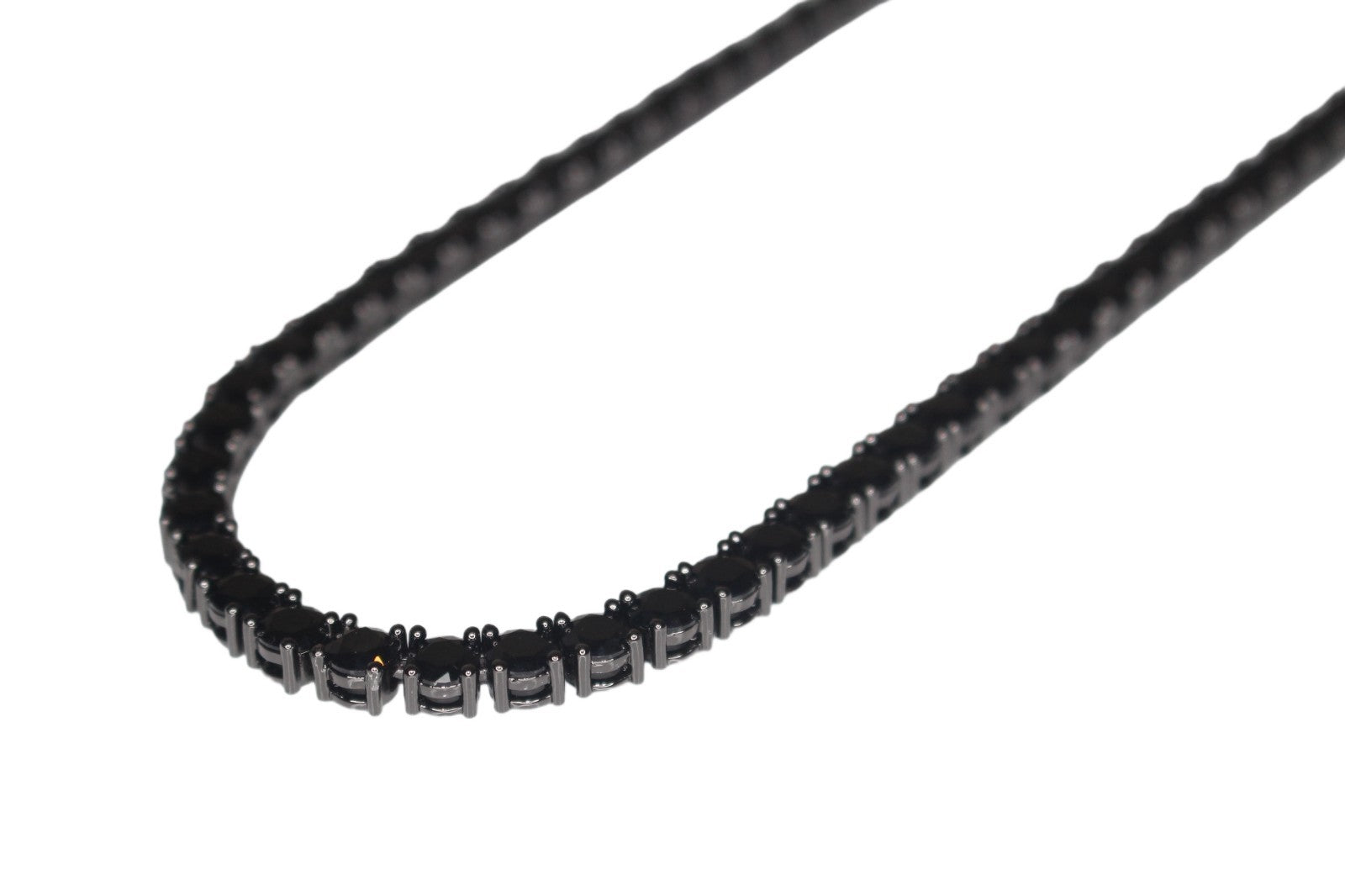 5mm ONYX BLACK Diamond 80ctw Lab Sim VVS1 Tennis Necklace PVD
