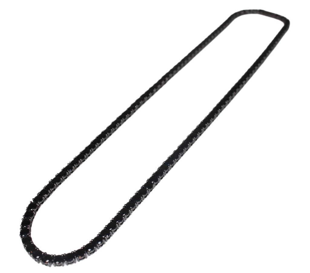 5mm ONYX BLACK Diamond 80ctw Lab Sim VVS1 Tennis Necklace PVD