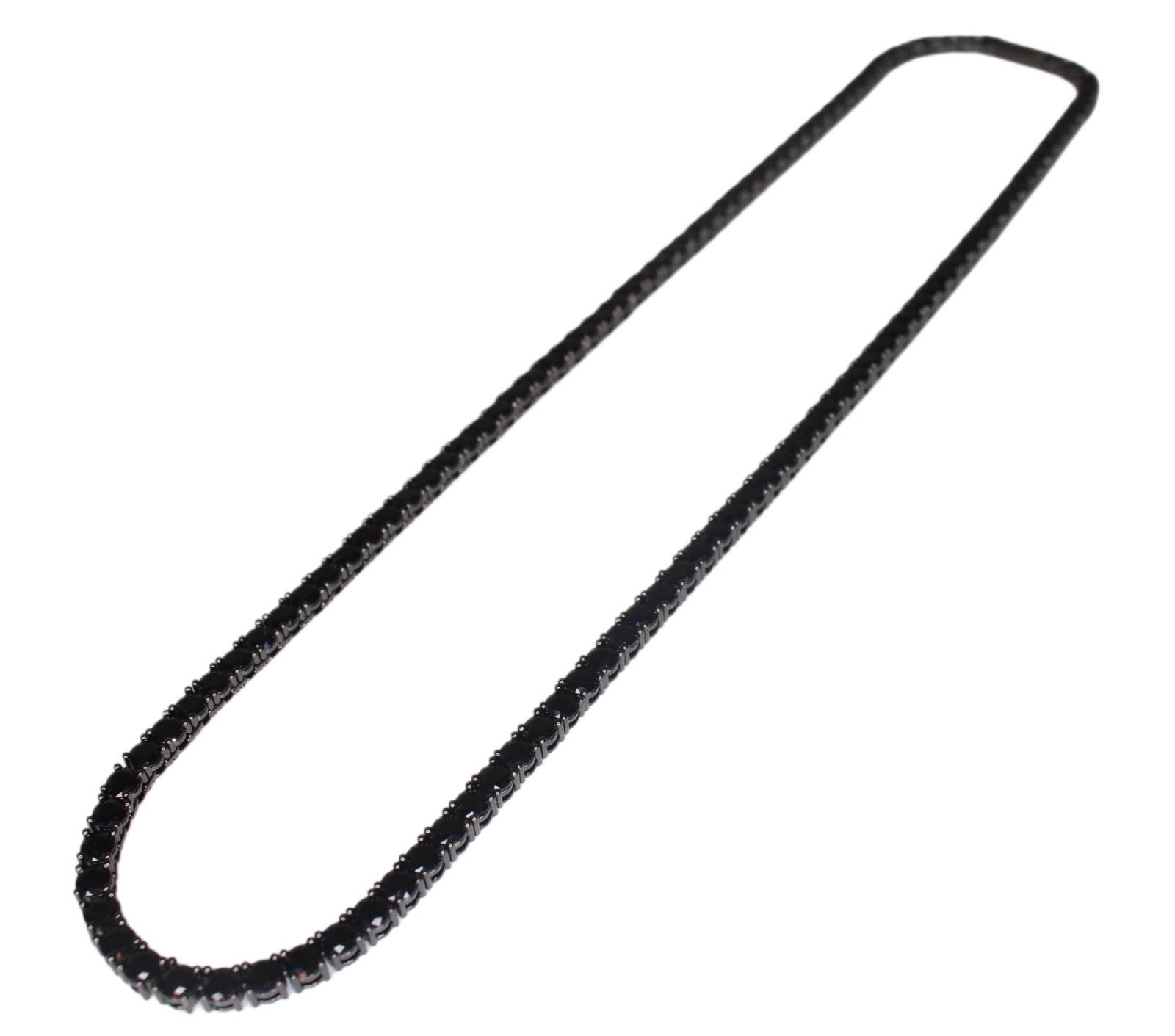 5mm ONYX BLACK Diamond 80ctw Lab Sim VVS1 Tennis Necklace PVD